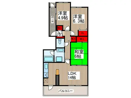 フォレストコート(3LDK/4階)の間取り写真