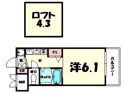 ESTEMCOURT三宮イーストポルトマーレ(1K/3階)の間取り写真