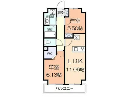 村光ビル(2LDK/4階)の間取り写真