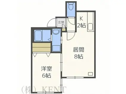 クチュール琴似35(1LDK/1階)の間取り写真