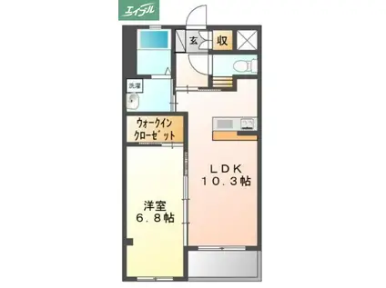 ベレッツァ久米(1LDK/1階)の間取り写真