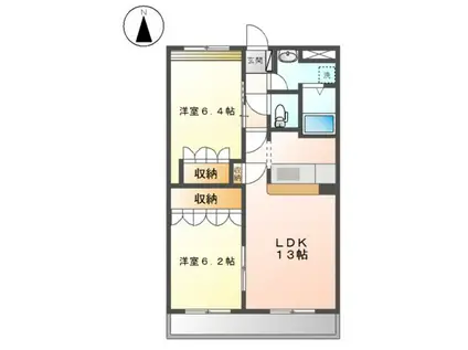 ミラーアイランドGI(2LDK/2階)の間取り写真