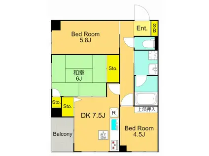 グランレーブ蒲田東(3DK/1階)の間取り写真