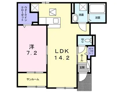 プティ フォレスタ柏原(1LDK/1階)の間取り写真