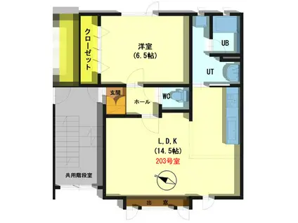 プラムマート末永5(1LDK/2階)の間取り写真