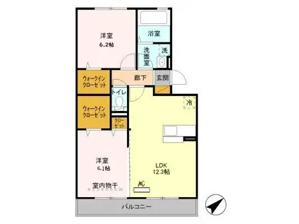 フローラ(2LDK/2階)の間取り写真