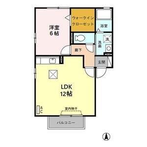ZONE亀城 A棟(1LDK/1階)の間取り写真