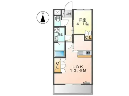 シャンドフルール(1LDK/2階)の間取り写真