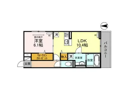 エミネンシア御崎公園(1LDK/2階)の間取り写真