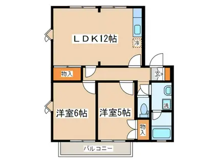 エステート山中D(2LDK/2階)の間取り写真