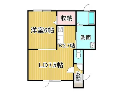 フクシア(1LDK/1階)の間取り写真