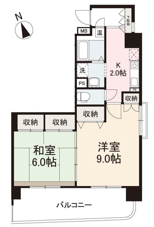 グラシエール木太町(2K/7階)の間取り写真