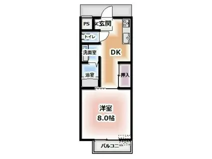 ルミウス泉川(1DK/1階)の間取り写真