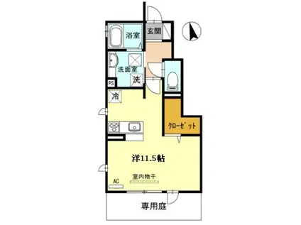 ラ・ルーチェ807 A棟(ワンルーム/1階)の間取り写真