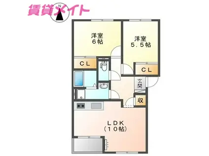 ピュアフォレスト(2LDK/2階)の間取り写真