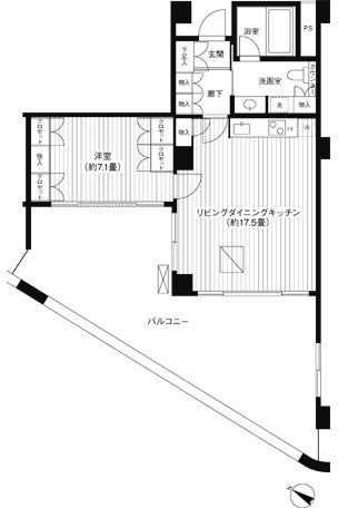 ヒューリック浅草一丁目(1LDK/6階)の間取り写真