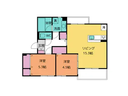 D-CHAMBRE新矢田(2LDK/2階)の間取り写真