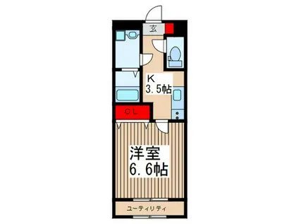 コンドミニオパシオ(1K/3階)の間取り写真