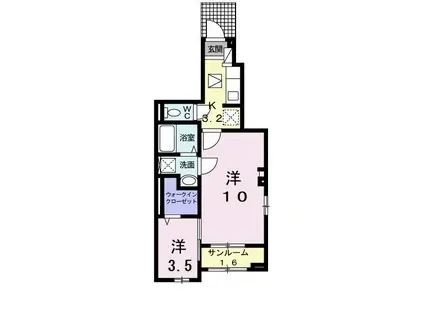 グランデ フィオーレ 虹ケ浜(2K/1階)の間取り写真