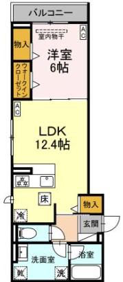 AVGI新瑞橋(1LDK/1階)の間取り写真