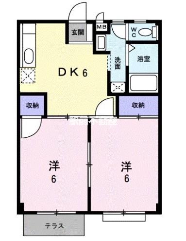 アーバンリーム(2DK/1階)の間取り写真