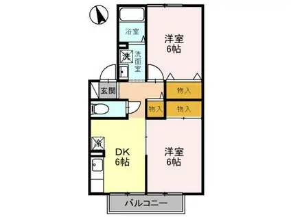 セジュールラムタラA(2DK/2階)の間取り写真