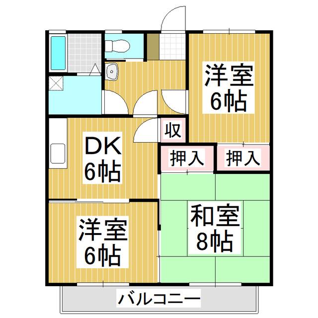 サンフラワー A棟(3DK/1階)の間取り写真