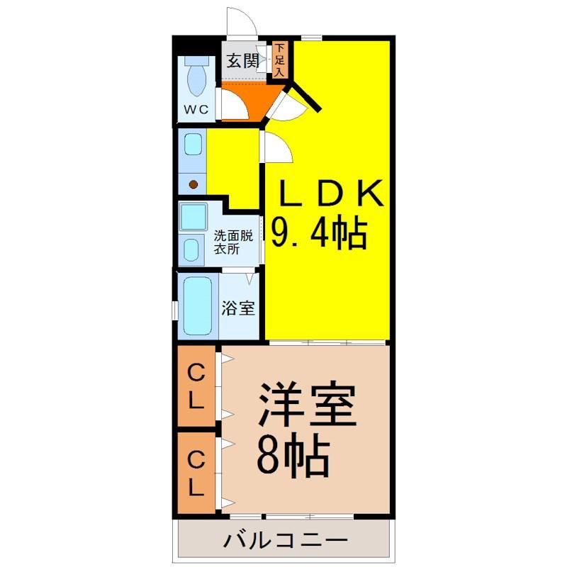 グレース金山(1LDK/9階)の間取り写真