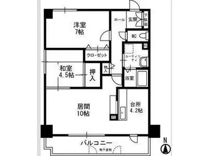 シビックコート苗穂駅前(2LDK/4階)の間取り写真