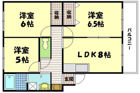 矢野ビル(3DK/1階)の間取り写真