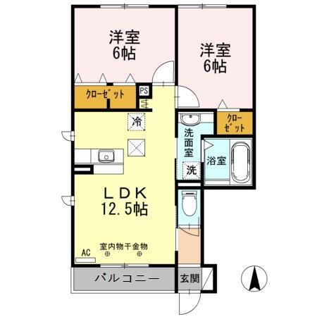 ソラーナ A(2LDK/1階)の間取り写真