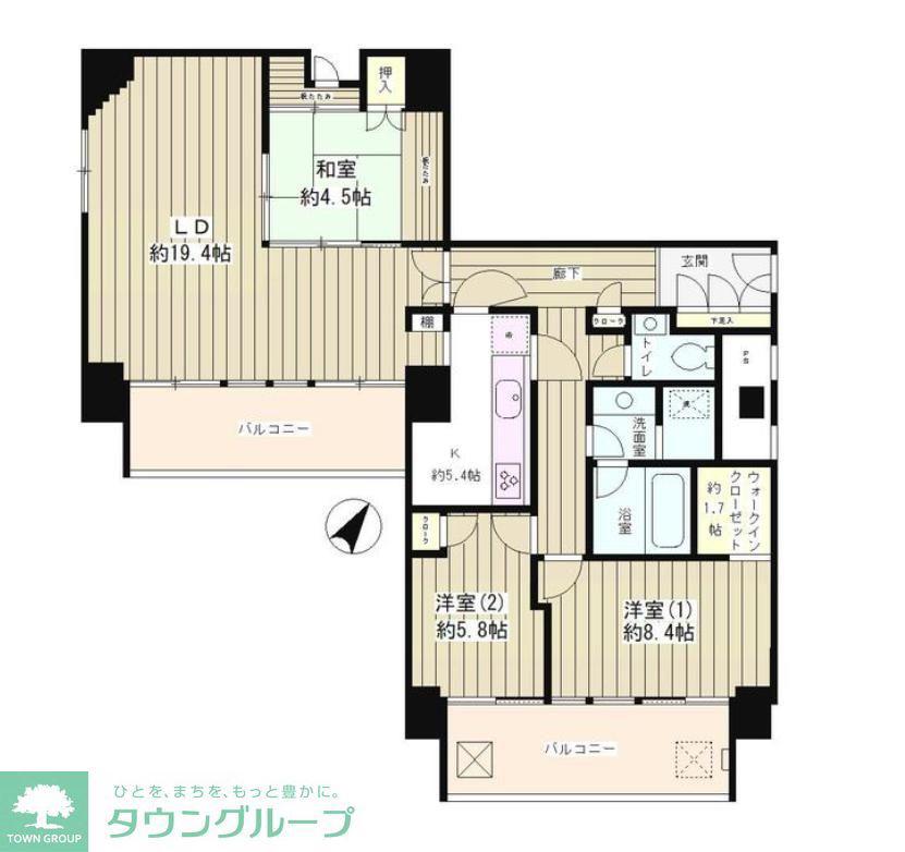リバー&タワー(3LDK/17階)の間取り写真