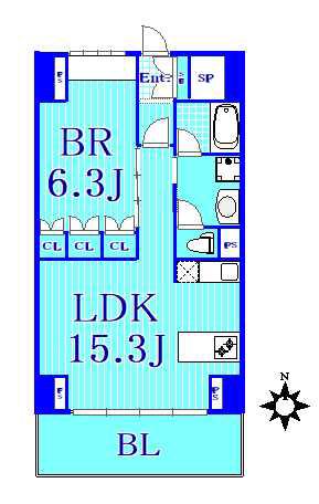 ロジュマン湘南(1LDK/12階)の間取り写真