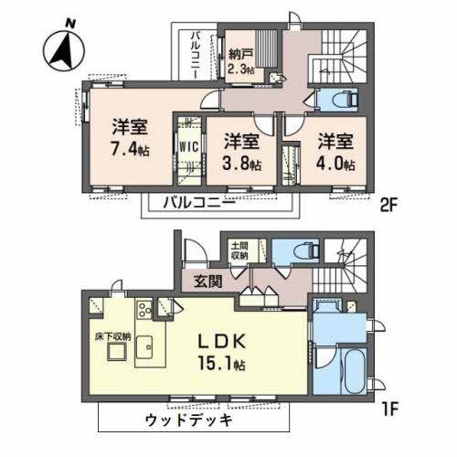 シャーメゾン恵(3SLDK/2階)の間取り写真