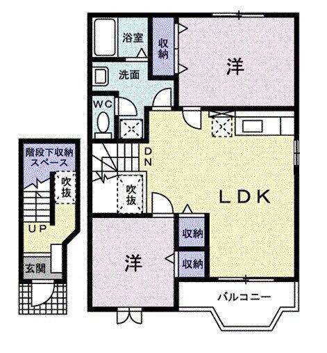 フォンターナ サノB(2LDK/2階)の間取り写真