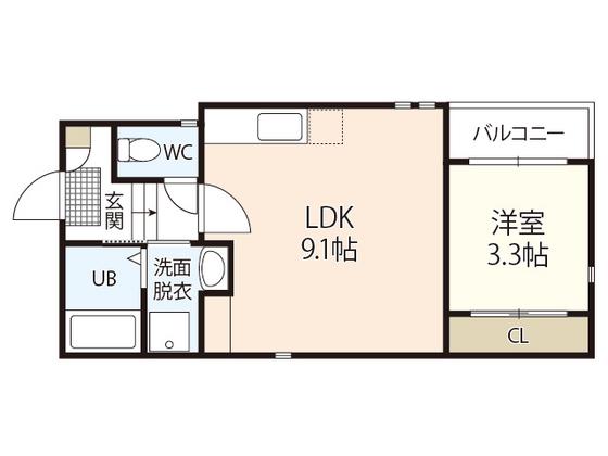 GRANDTIC東高須(1LDK/1階)の間取り写真