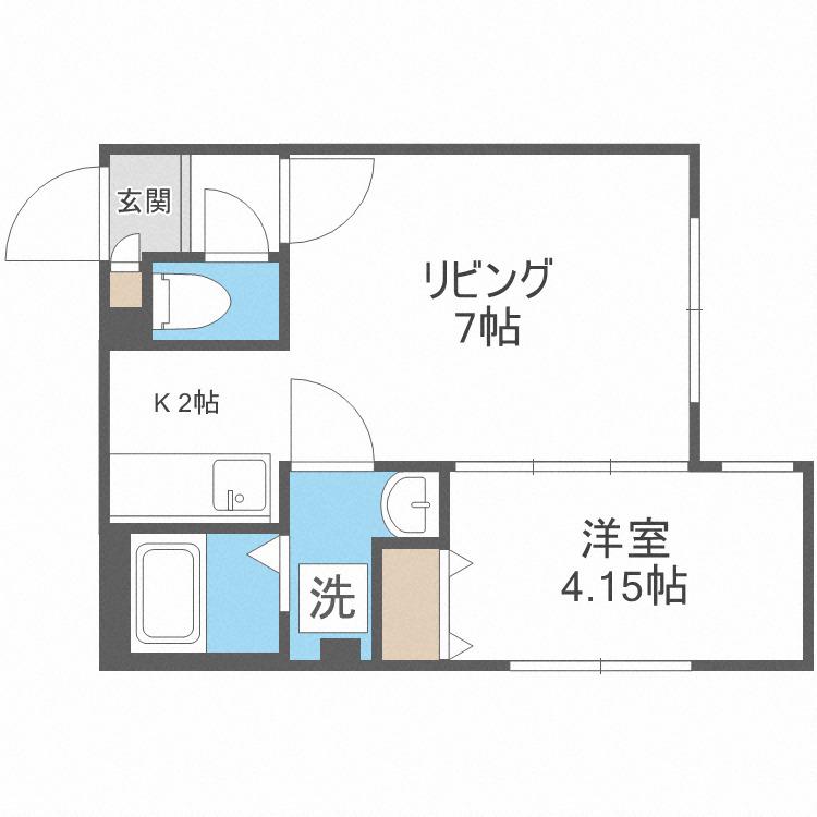 フロンティア(1DK/1階)の間取り写真