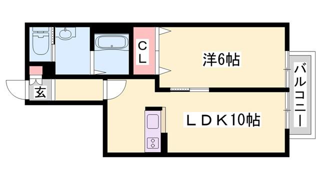 エンカーサ加古川駅北(1LDK/2階)の間取り写真