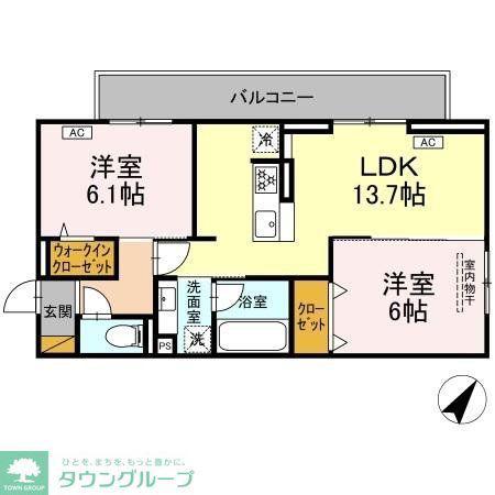 リベラル(2LDK/2階)の間取り写真