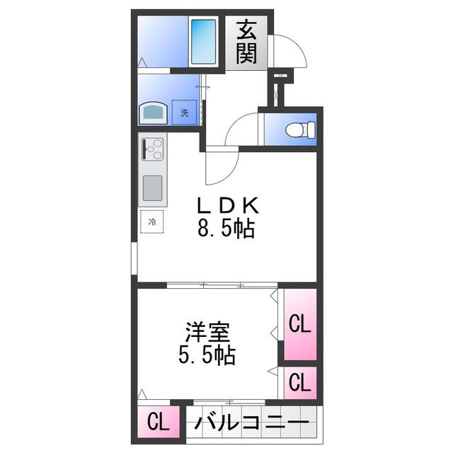 フジパレス高石駅南II番館(1LDK/1階)の間取り写真