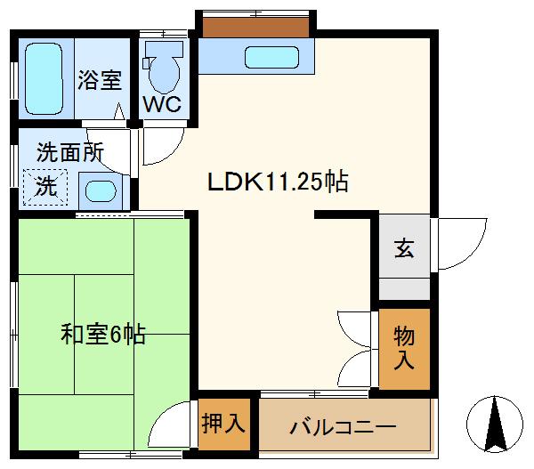 コーポフラット(1LDK/2階)の間取り写真
