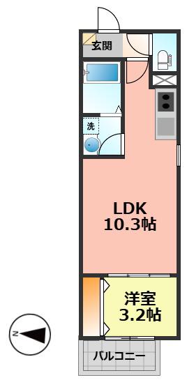 LECOCON上飯田(1LDK/1階)の間取り写真