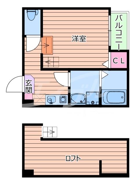 カレッジヒルズ瑞光(1K/2階)の間取り写真