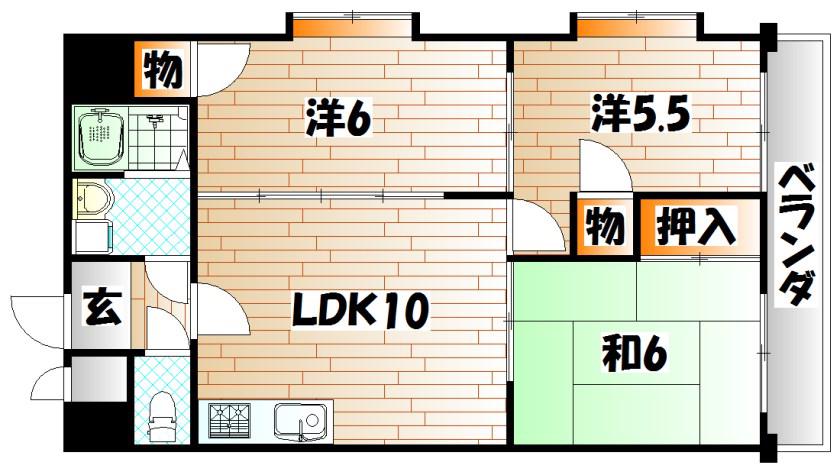 ニューエバーグリーン小倉(3LDK/4階)の間取り写真