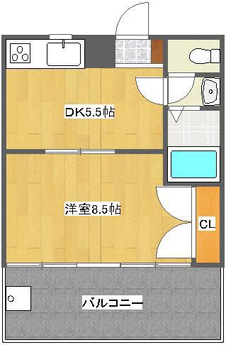 行平コーポラス(1DK/4階)の間取り写真