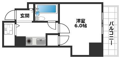 EPTA神戸祇園(1K/6階)の間取り写真