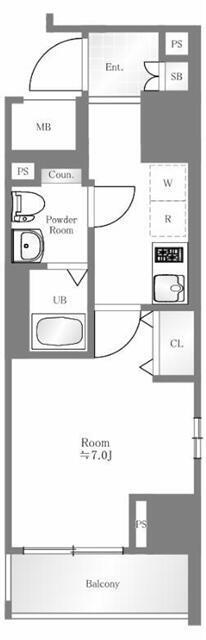 クレヴィスタ蒲田(1K/8階)の間取り写真