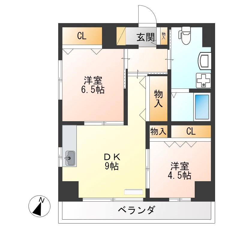 ゴールドライフマンション宇都宮(2DK/3階)の間取り写真
