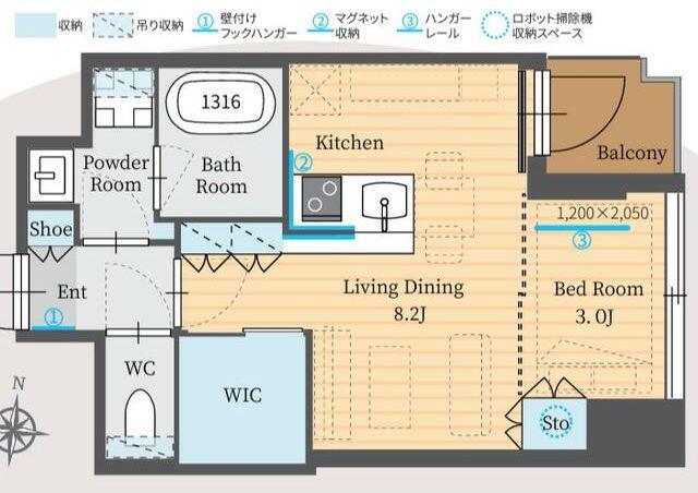 パークルール恵比寿(1LDK/4階)の間取り写真