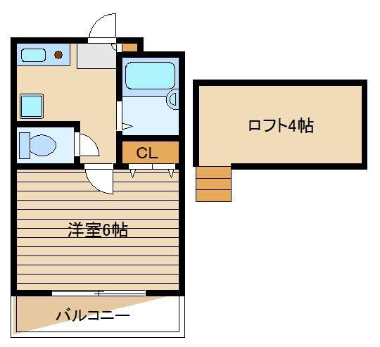 ブルーベルイースト(1K/2階)の間取り写真